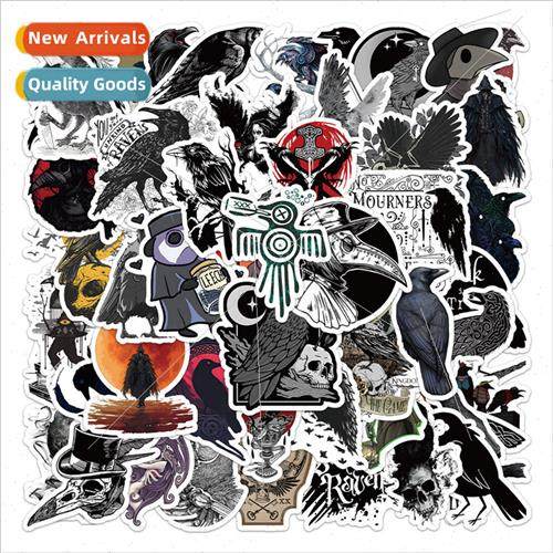 50 Dark Crow Stickers Representing Evil Birds Decorating gga