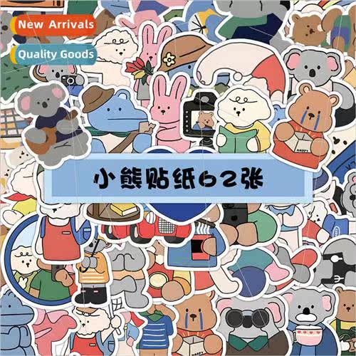 62 Korean ins wind bear stickers simple cartoon alien handbo