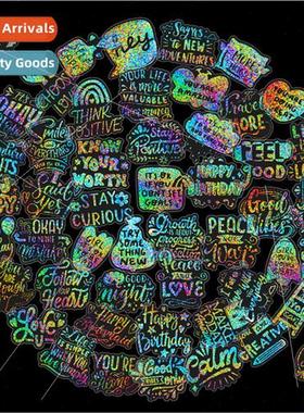 50 pcs of silver laser inspirational text PET stickers dazzl