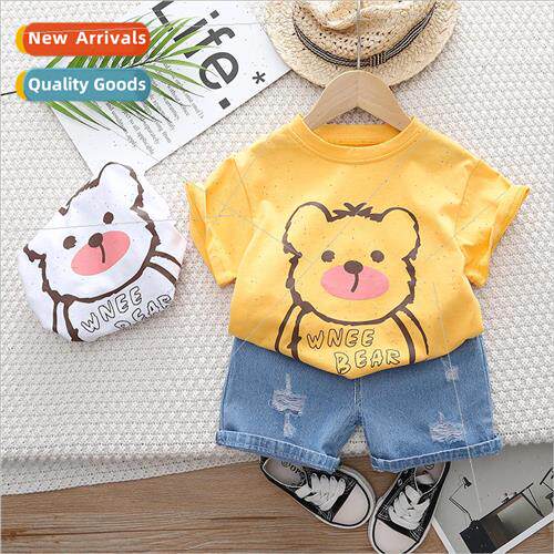 Boys cartoon bear head short-sleeved childrens summer 2023 n