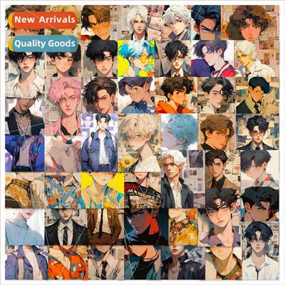 50 anime handsome boy stickers ins  refrigerator laptop lugg
