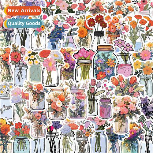 50 cartoon bottle flower decoration class stickers can diy h