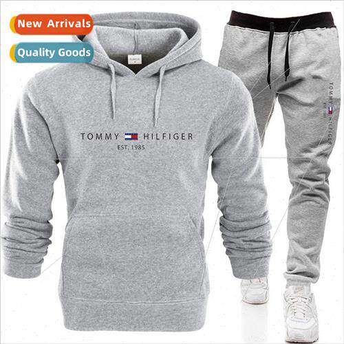 2023 Spring New Sweatshirt Hoodie Set Mens Loose Padded Soli