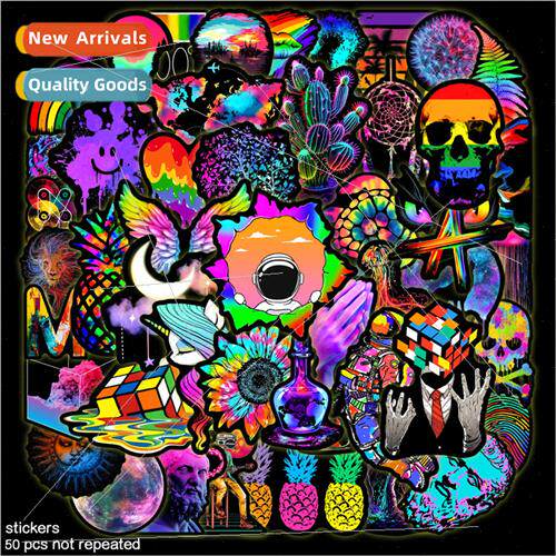 50 cool art rainbow works graffiti stickers luggage waterpro