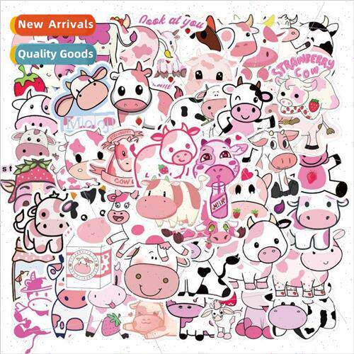 50 pink cartoon cow graffiti stickers notebook phone case de