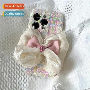 lace bow 适用 Aesthetic Apple flannel iPhone14ProMax ins
