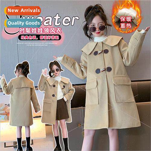 Girls coat fall and winter  2023 new winter childrens tweed
