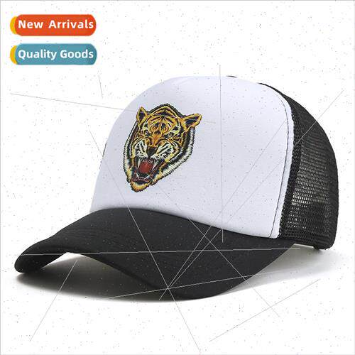 ins printed tiger head net cap female spring and summer Kore