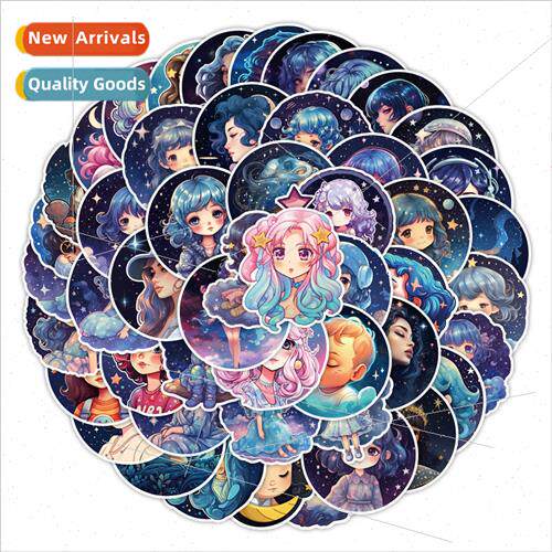 50 starry sky girl graffiti stickers skateboard helmet cell