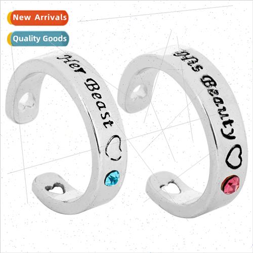 2018 Beauty and the Beast Open Rings Her Beast His Beaty Lov