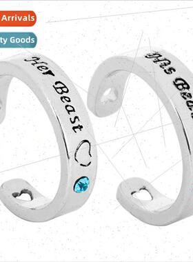 2018 Beauty and the Beast Open Rings Her Beast His Beaty Lov