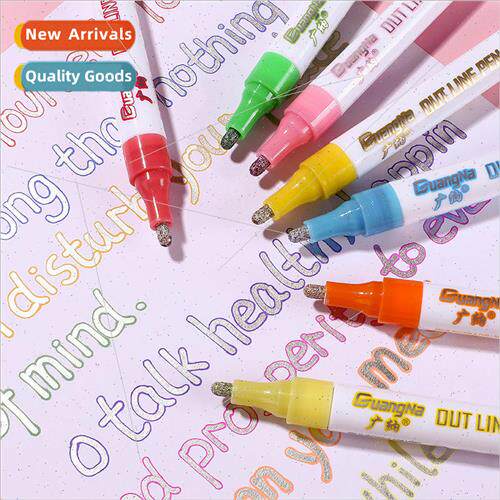 1001 large capacity fluorescent dual line pen 3mm dream colo