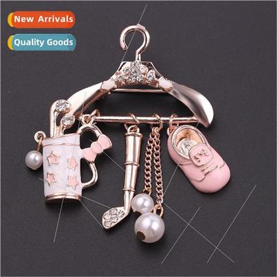 Personalized Korean brooches rhinestone oil drop golf clubs