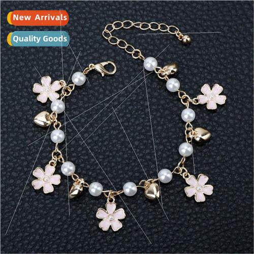 Korean fashion pink cherry blossom bracelet simple sweet tem