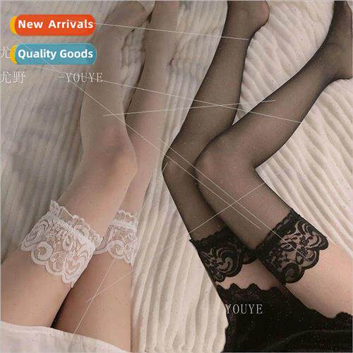 Black lace lace thin womens net stockings knee new black thi