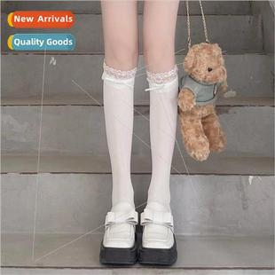 velvet bare ribbon lace blu socks white calf Thin board