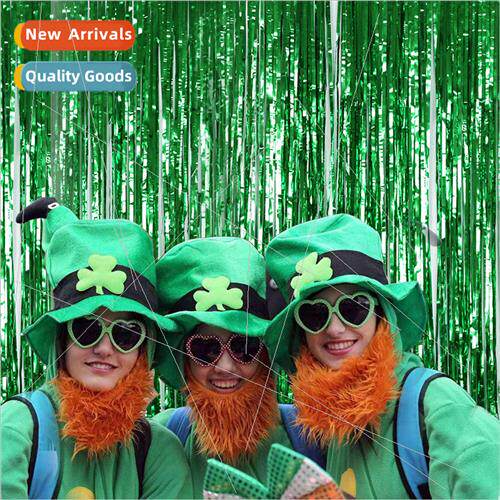 St. Patricks Day Irish Festival Green Raindrop Door Curtains