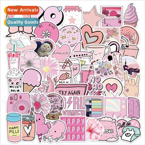 50 Pink Doodle Cute Girl Heart Doodle Stickers ggage Scooter