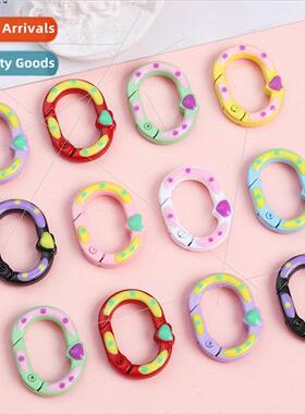 Colorful Alloy Drip Oil Double de Love Polka Dot Oval Spring