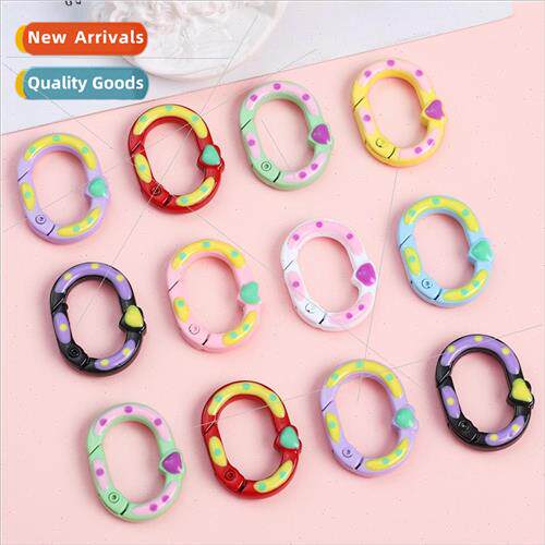 Colorful Alloy Drip Oil Double de Love Polka Dot Oval Spring