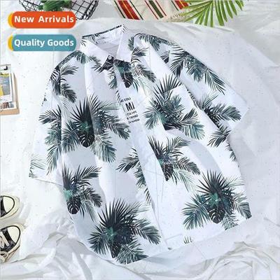 2020 Hawaii beach flower shirt short-sleeved men loose large