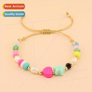 Ceramic Peach Heart Acrylic Beads Soft Crystal Nat Pentagram