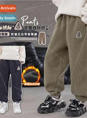 Childrens clothing boys pants padded autumn and winter  2023