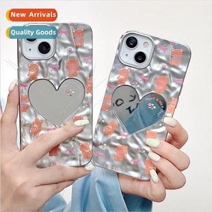 iPhone 适 Bow Case 13ProMax Mirror Love Bear Screen Full