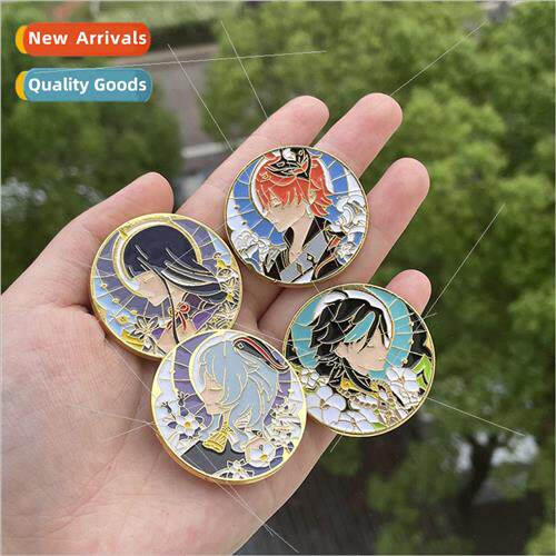 Game  original God Genshin Impact character brooch coin-shap