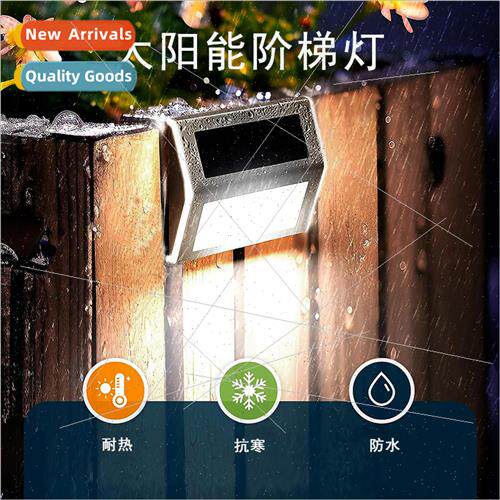 Solar step light stainless steel 3led garden wall light outd