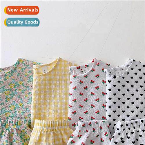 Floral suit summer thin baby middle and large children