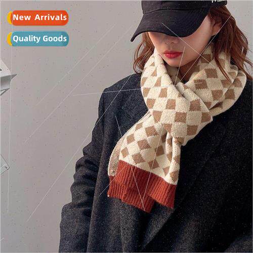 2023 new plaid scarf niche winter colorblocking match cute s