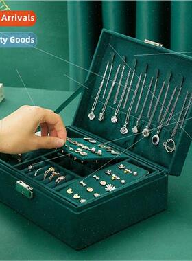 New retro  velvet jewelry box double lock storage box neckla