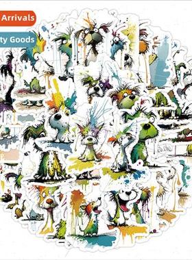 50 graffiti  scribbling dog cartoon colorful stickers decora