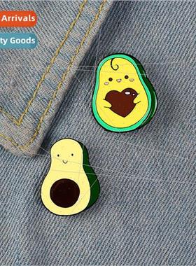 Korea cute cartoon alloy brooch creative avocado love stupid