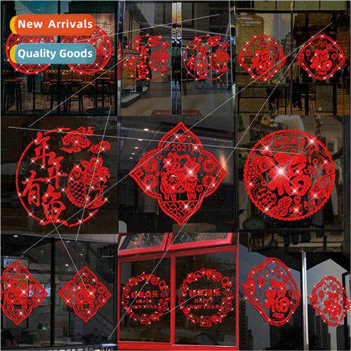 New Spring Festival festive red stickers glass window door e