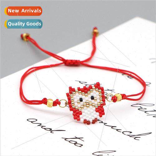 Red Blue Owl Womens INS Boho Jewelry Handmade Bracelet