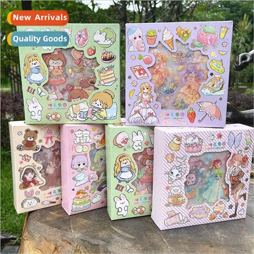 8 pcs of girly heart handbook box paper stickers gift box cu
