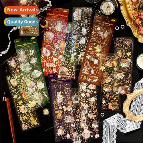 PET three-dimensional hot stamping stickers time garden vint