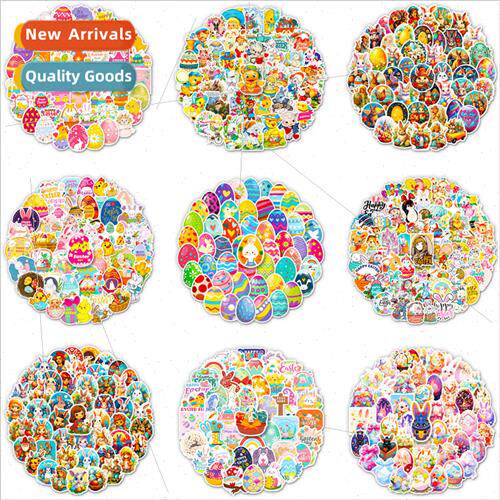 50 Easter Stickers New Colored Eggs Bunny Goose Eggs Easter