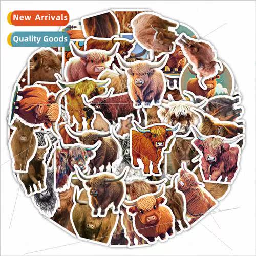 50 cartoon highland cow stickers handbook diy organizer phon