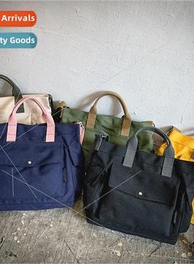 New Korean students tutorial bag 2022 canvas solid color lar