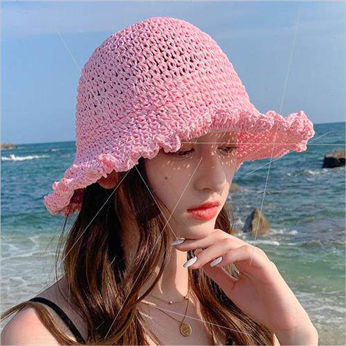 Korean  of the handmade straw hat female new summer hobbies