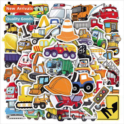 50 pcs of engineering vehicles childrens toys graffiti stick