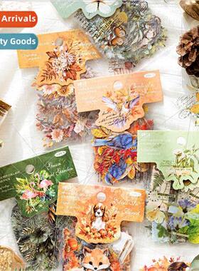 PET sticker packs leaf leaf collage story series retro plant