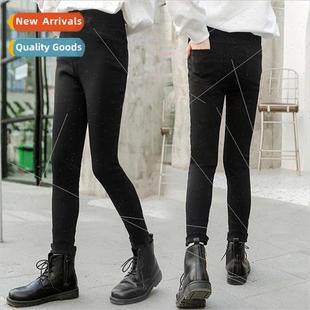 fall high pants spring fas black and small Girls elasticity
