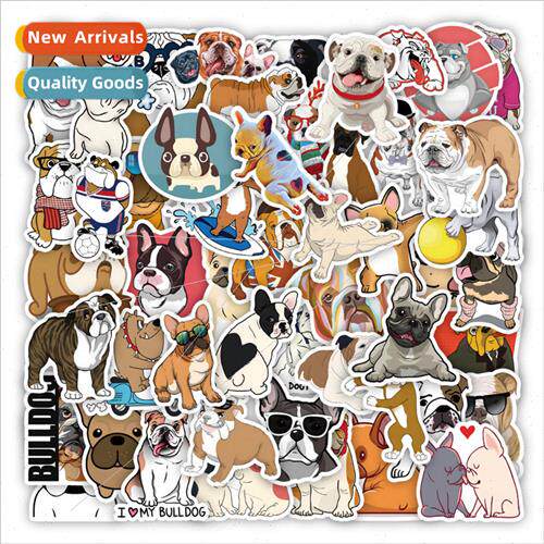 50 new cute bulldog graffiti stickers decorative luggage wat