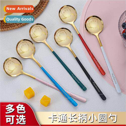 Cartoon puppy stainless steel spoon long handle round head s