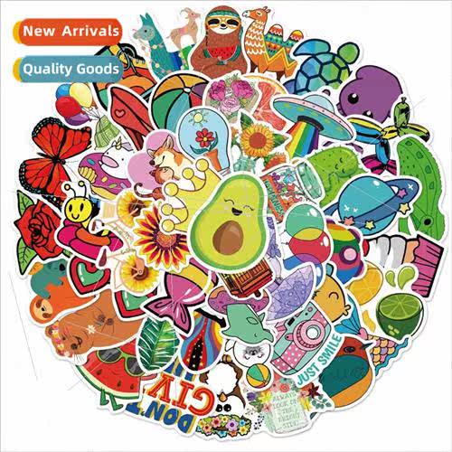 50 cartoon cute animal small fresh handbook stickers luggage