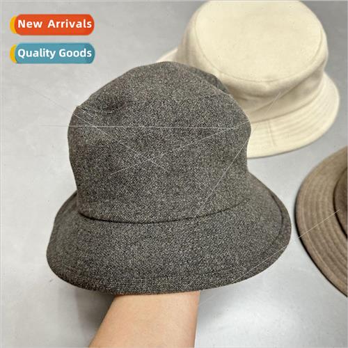 Japanese retro tweed simple solid color fisherman hat female